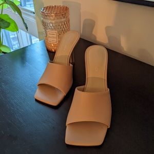 Soft Pink Mule Heel Sandals